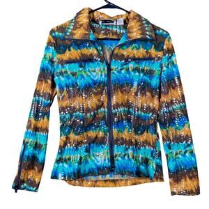Vintage Carrie Allen Womens Jacket Multicolored Full Zip Stretch Small